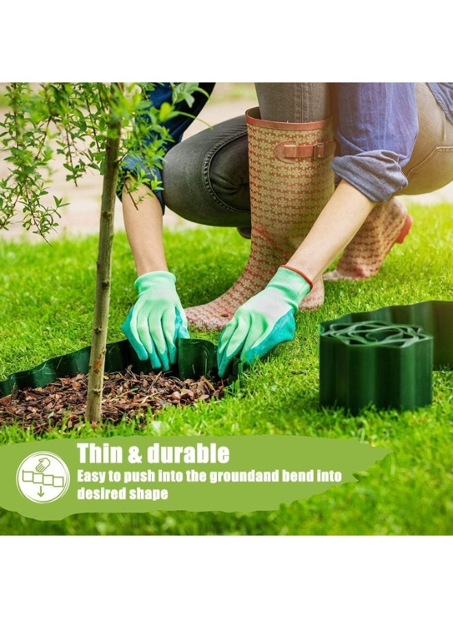 جرين لون حواف بلاستيكية للحدائق والمروج، 15 سم × 9 م - سياج عشبي أخضر مرن، حافة متينة لتزيين أحواض الزهور في الفناء والشرفة والممرات - Image 2